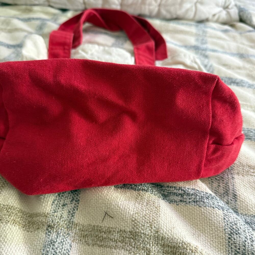 Trader Joe’s Mini Canvas Tote Bag Red Shopping Small Reusable - Picture 3 of 7